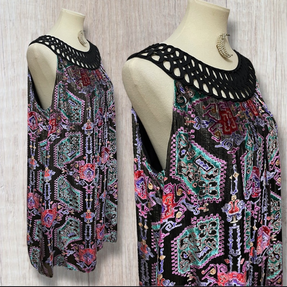Anthropologie Linnea Velvet Burnout Swing Dress by Moulinette Soeurs Large EUC